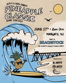 New this year at Beachstock 🏄🏻‍♂️🌊 On Saturday, June 27th, Margate’s shoreline gets a whole new kind of energy with the inaugural Jetty x Ben Gravy Pineapple Classic - a team-style surf contest where experience meets youth and every heat brings something unexpected.

Not competing in the bracket? The Foamie Free For All opens the water to anyone who wants in on the fun — just grab a foam board and paddle out.

Sign up now at margatehasmore.com/event/margate-beachstock 📲

@jettyrockfoundation @thejettylife @bengravyy