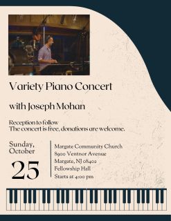 Don't miss the Piano Concert with Joseph Mohan this Sunday at @margatecommunitychurch